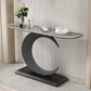 Console a mezza luna di pietra tavolo 1 scaffale 31,5 "tavolo di estremità alto con base astratta