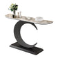 Console a mezza luna di pietra tavolo 1 scaffale 31,5 "tavolo di estremità alto con base astratta