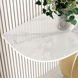 Console a mezza luna di pietra tavolo 1 scaffale 31,5 "tavolo di estremità alto con base astratta