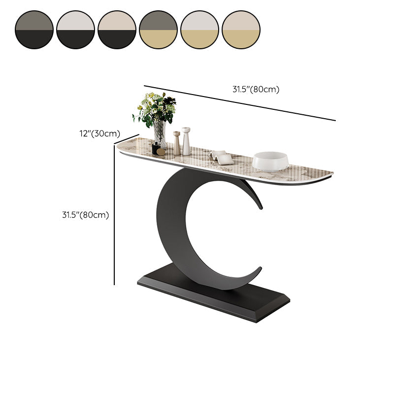 Console a mezza luna di pietra tavolo 1 scaffale 31,5 "tavolo di estremità alto con base astratta