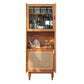 Glass Paned Cabinet Brown Pine and Cherry Accent Cabinet with Doors Clearhalo 'Cabinets & Chests' 'cabinets_chests' 'furn' 'furn_cabinets_chests' 'Furniture' 'Living Room Furniture' 7392318