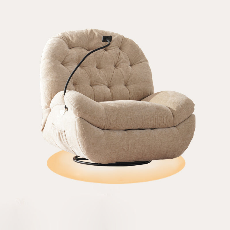 Reclinabile standard di rocker girevole contemporaneo in velluto/in pelle finta