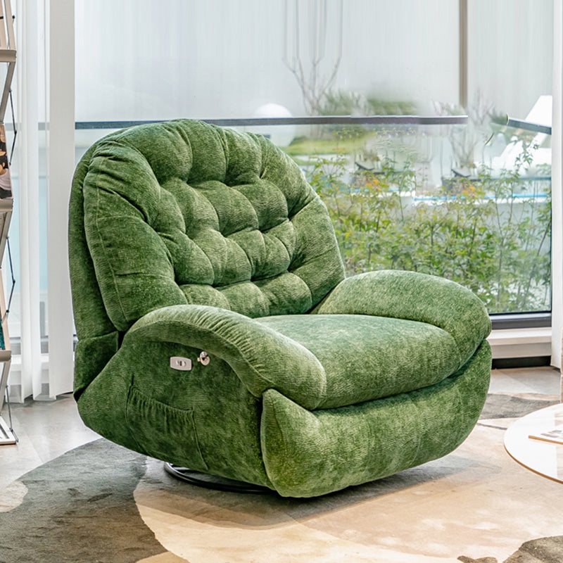 Reclinabile standard di rocker girevole contemporaneo in velluto/in pelle finta