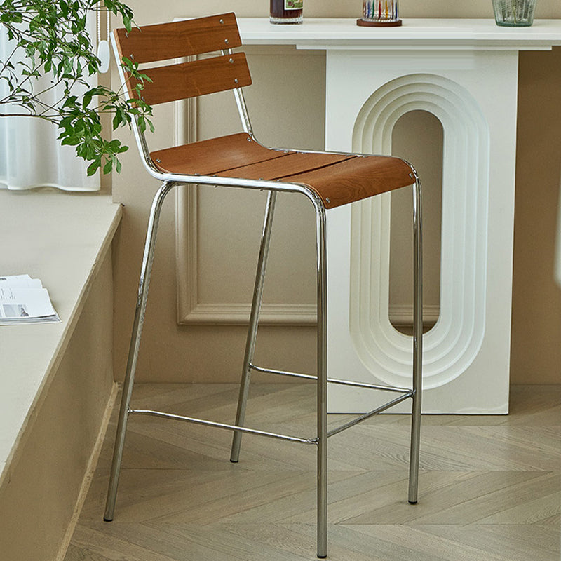Tabouret de comptoir de style moderne, tabouret de bar à dossier bas en bois avec repose-pieds