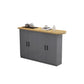 Modern Indoor Counter Table Faux Wood Bar Stool Table with Storage Wood + Gray Without Chairs Clearhalo 'Bar Furniture' 'Bar Tables' 'bar_tables' 'furn' 'furn_bar_tables' 'Furniture' 'Kitchen & Dining Furniture' 7393676