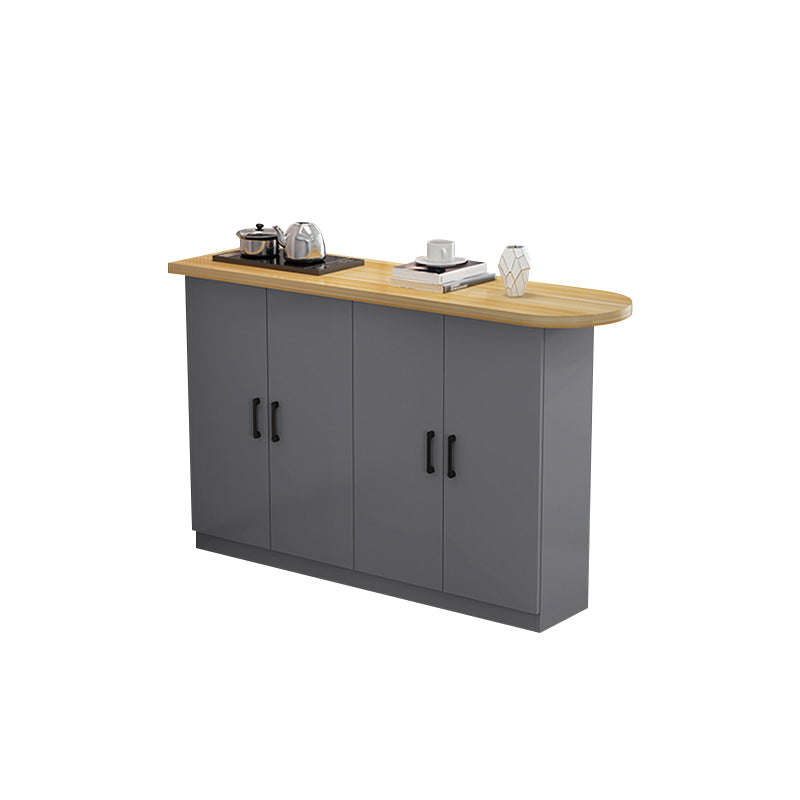 Modern Indoor Counter Table Faux Wood Bar Stool Table with Storage Wood + Gray Without Chairs Clearhalo 'Bar Furniture' 'Bar Tables' 'bar_tables' 'furn' 'furn_bar_tables' 'Furniture' 'Kitchen & Dining Furniture' 7393676