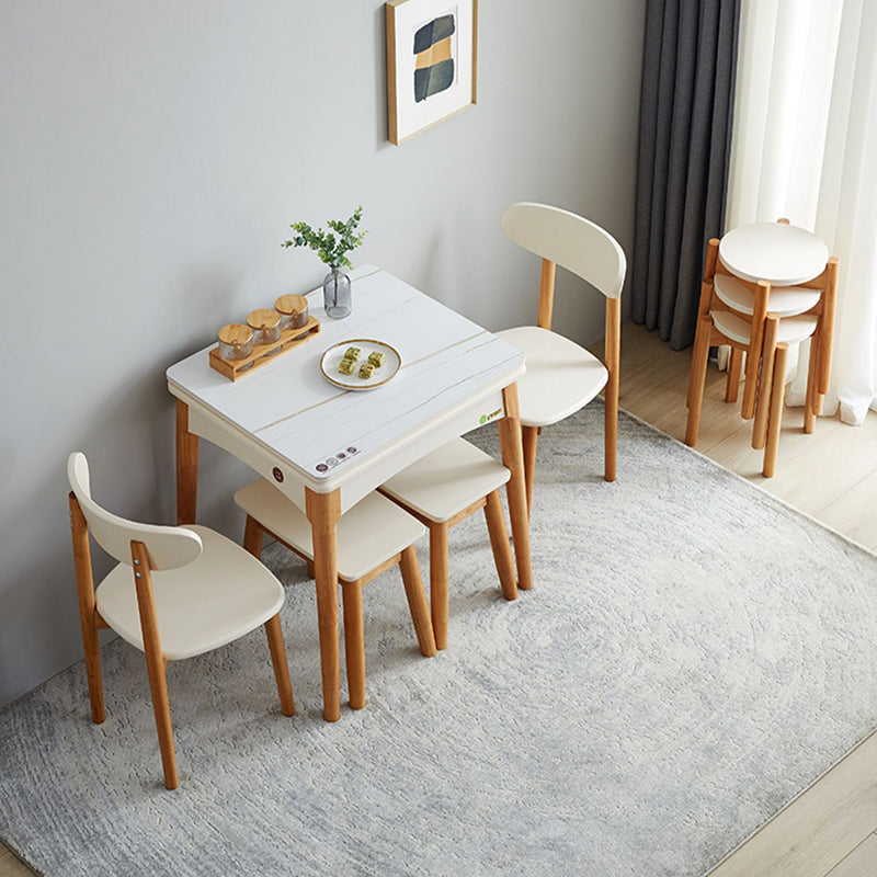 Juego moderno de mesa comedor con muebles de cocina de base de madera