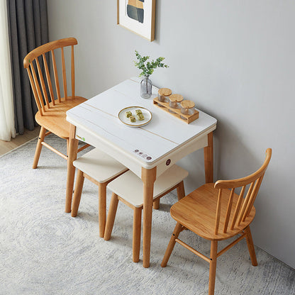 Juego moderno de mesa comedor con muebles de cocina de base de madera