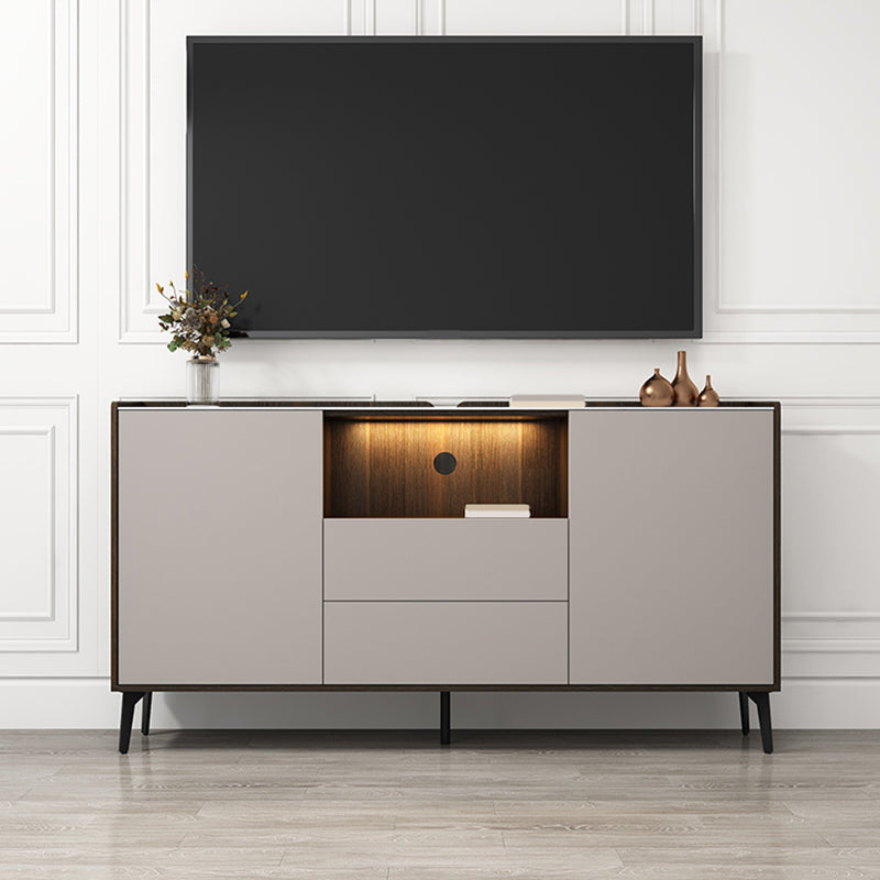 Stone Media Console TV Stand Modern TV Stand Console with 2 Drawers 64"L x 9"W x 35"H Clearhalo 'furn' 'furn_tv_stands_entertainment_centers' 'Furniture' 'Living Room Furniture' 'TV Stands & Entertainment Centers' 'TV Stands & Media Storage Furniture' 'tv_stands_entertainment_centers' 7393858