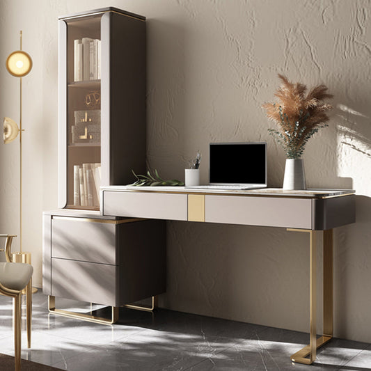 Table de bureau moderne de forme rectangulaire Bureau d'écriture en pierre en gris