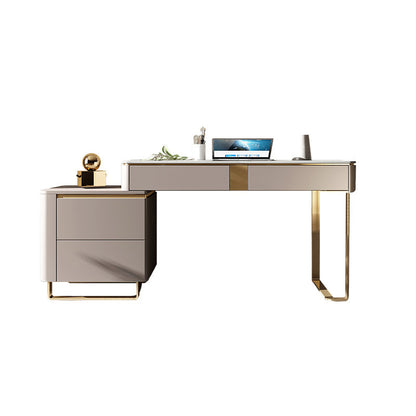 Table de bureau moderne de forme rectangulaire Bureau d'écriture en pierre en gris