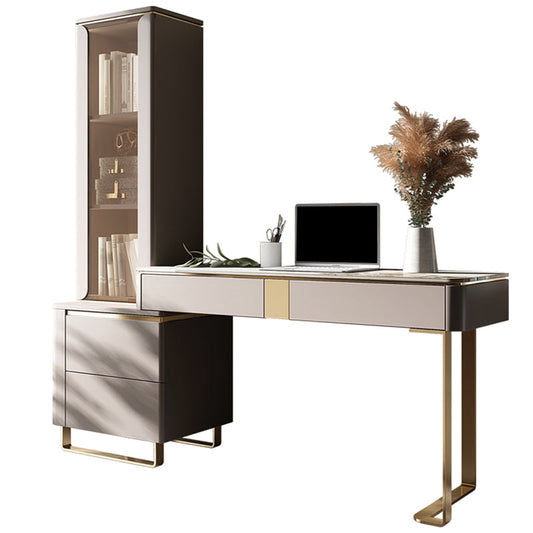 Table de bureau moderne de forme rectangulaire Bureau d'écriture en pierre en gris