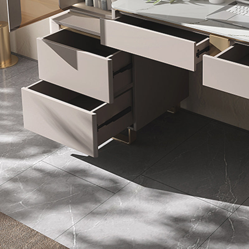 Table de bureau moderne de forme rectangulaire Bureau d'écriture en pierre en gris