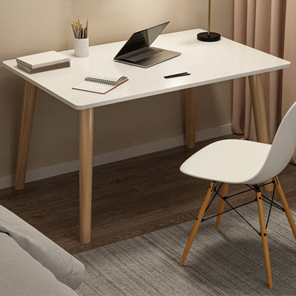 Contemporary Office Desk Parsons Writing Desk with Wooden Legs 24"L x 16"W x 29"H White No Drawer Clearhalo 'furn' 'furn_office_desk' 'Furniture' 'Office Desks' 'Office Furniture' 'office_desk' 7394154