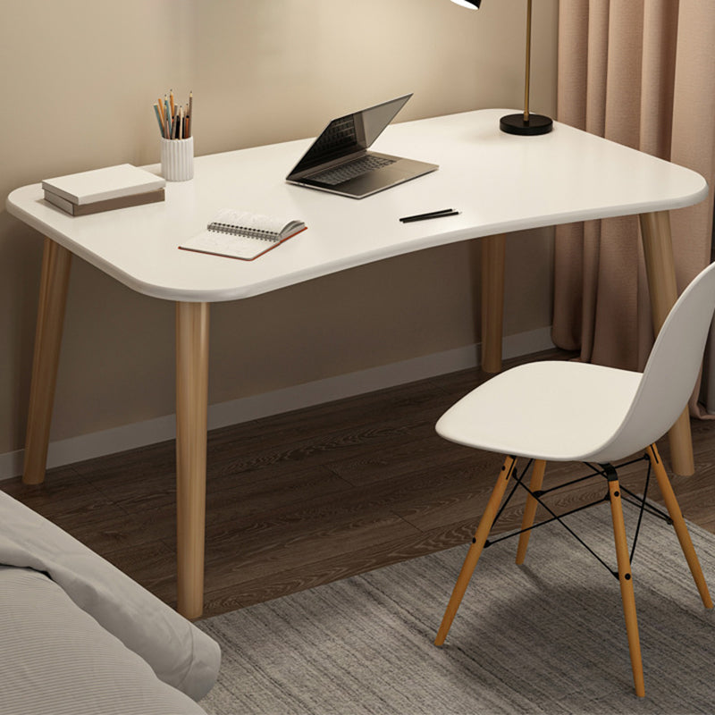 Contemporary Office Desk Parsons Writing Desk with Wooden Legs 39"L x 20"W x 29"H White No Drawer Clearhalo 'furn' 'furn_office_desk' 'Furniture' 'Office Desks' 'Office Furniture' 'office_desk' 7394157