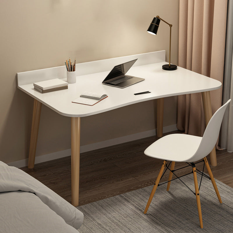 Contemporary Office Desk Parsons Writing Desk with Wooden Legs 39"L x 20"W x 29"H Off-White No Drawer Clearhalo 'furn' 'furn_office_desk' 'Furniture' 'Office Desks' 'Office Furniture' 'office_desk' 7394177