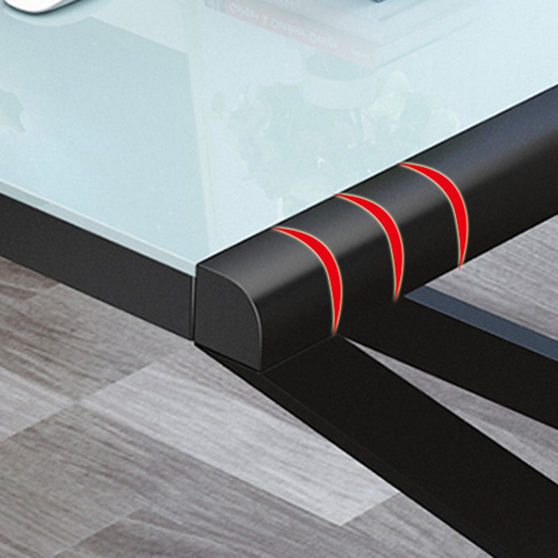 Bureau d'ordinateur en verre moderne de 29,53 pouces de hauteur avec des jambes en acier