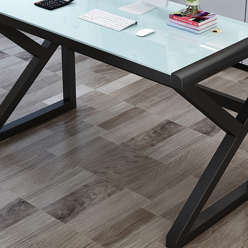 Bureau d'ordinateur en verre moderne de 29,53 pouces de hauteur avec des jambes en acier
