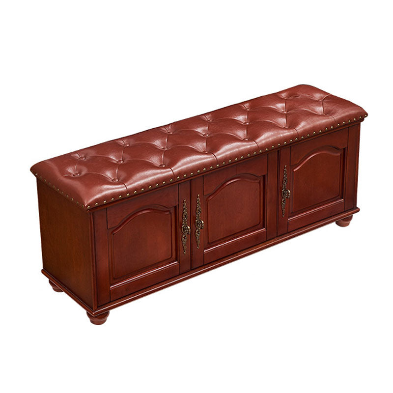 Traditional Entryway Bench Solid Wood Bench with Upholstered , 13.65 Inch W 47"L x 14"W x 20"H Tan Clearhalo 'Benches' 'Chairs & Seating' 'furn' 'furn_benches' 'Furniture' 'Living Room Furniture' 7394541