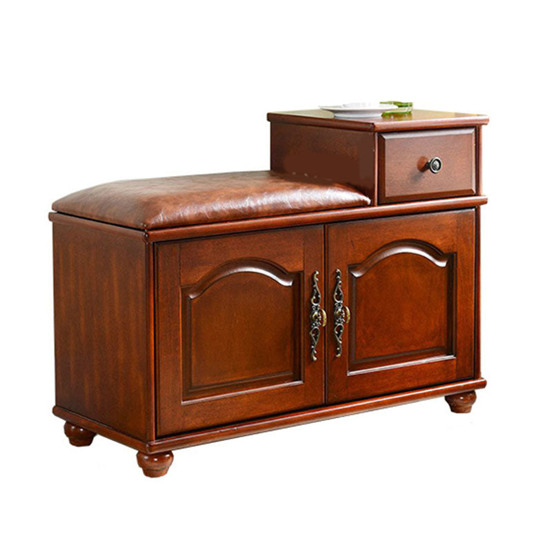 Traditional Entryway Bench Solid Wood Bench with Upholstered , 13.65 Inch W Clearhalo 'Benches' 'Chairs & Seating' 'furn' 'furn_benches' 'Furniture' 'Living Room Furniture' 7394544