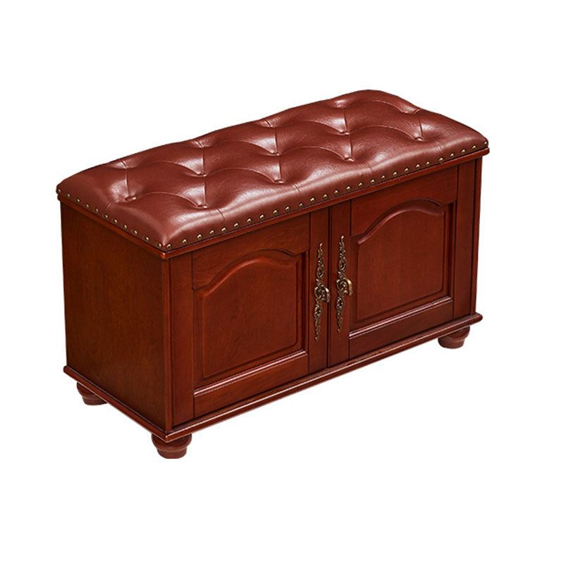 Traditional Entryway Bench Solid Wood Bench with Upholstered , 13.65 Inch W 31.5"L x 14"W x 20"H Tan Clearhalo 'Benches' 'Chairs & Seating' 'furn' 'furn_benches' 'Furniture' 'Living Room Furniture' 7394547