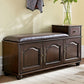 Traditional Entryway Bench Solid Wood Bench with Upholstered , 13.65 Inch W 39.4"L x 13.8"W x 23.6"H Brown Clearhalo 'Benches' 'Chairs & Seating' 'furn' 'furn_benches' 'Furniture' 'Living Room Furniture' 7394556