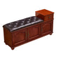 Traditional Entryway Bench Solid Wood Bench with Upholstered , 13.65 Inch W 47"L x 14"W x 24"H Dark Brown Clearhalo 'Benches' 'Chairs & Seating' 'furn' 'furn_benches' 'Furniture' 'Living Room Furniture' 7394560