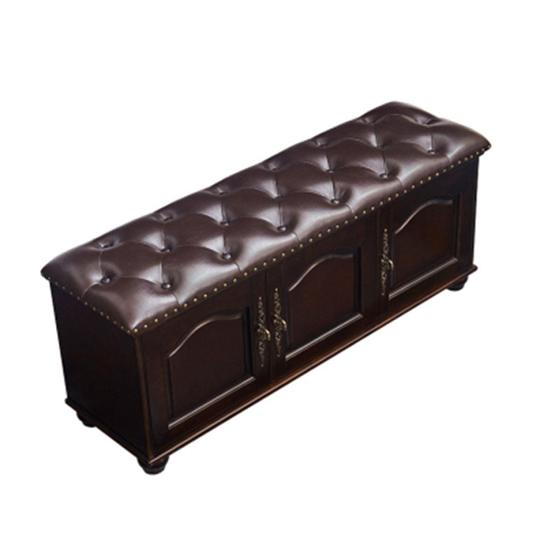 Traditional Entryway Bench Solid Wood Bench with Upholstered , 13.65 Inch W 47"L x 14"W x 20"H Brown Clearhalo 'Benches' 'Chairs & Seating' 'furn' 'furn_benches' 'Furniture' 'Living Room Furniture' 7394562