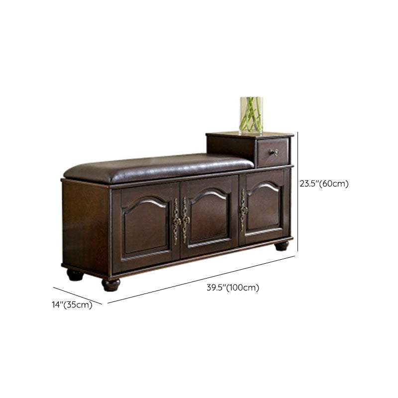 Traditional Entryway Bench Solid Wood Bench with Upholstered , 13.65 Inch W Clearhalo 'Benches' 'Chairs & Seating' 'furn' 'furn_benches' 'Furniture' 'Living Room Furniture' 7394566