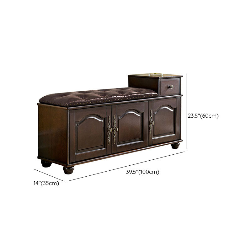 Traditional Entryway Bench Solid Wood Bench with Upholstered , 13.65 Inch W Clearhalo 'Benches' 'Chairs & Seating' 'furn' 'furn_benches' 'Furniture' 'Living Room Furniture' 7394567