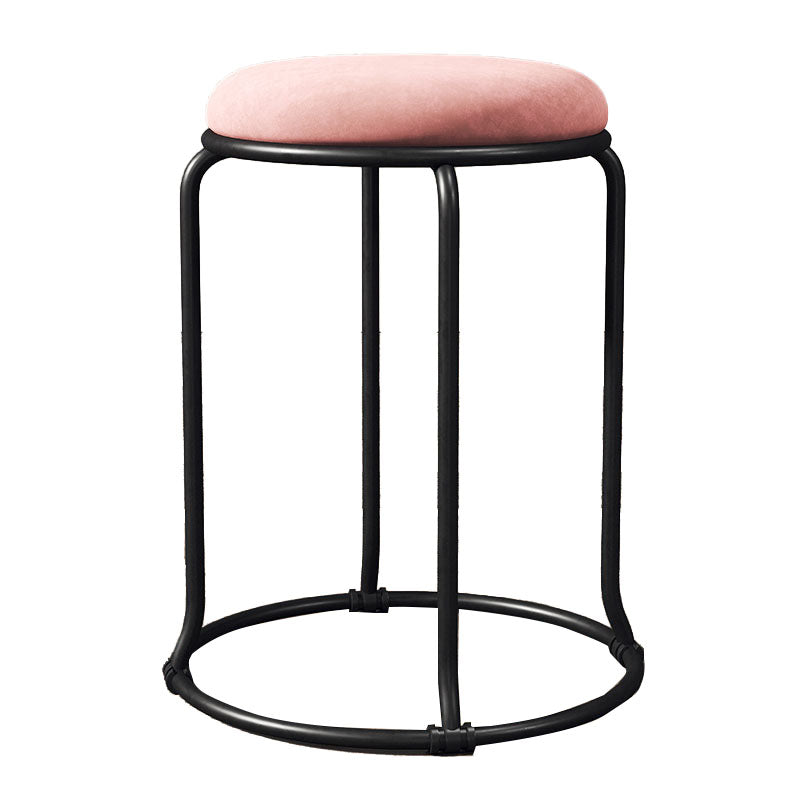 Glamour -Rundstuhl Ottoman Nase Samt Metallrahmen Kratzer Sherpa Pouf