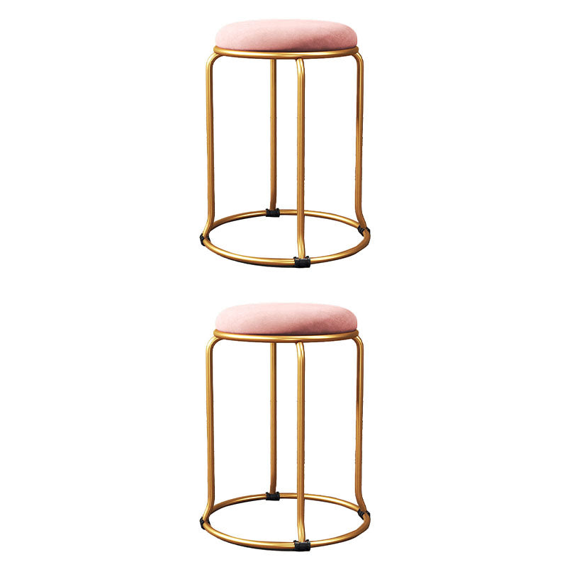 Glamour -Rundstuhl Ottoman Nase Samt Metallrahmen Kratzer Sherpa Pouf