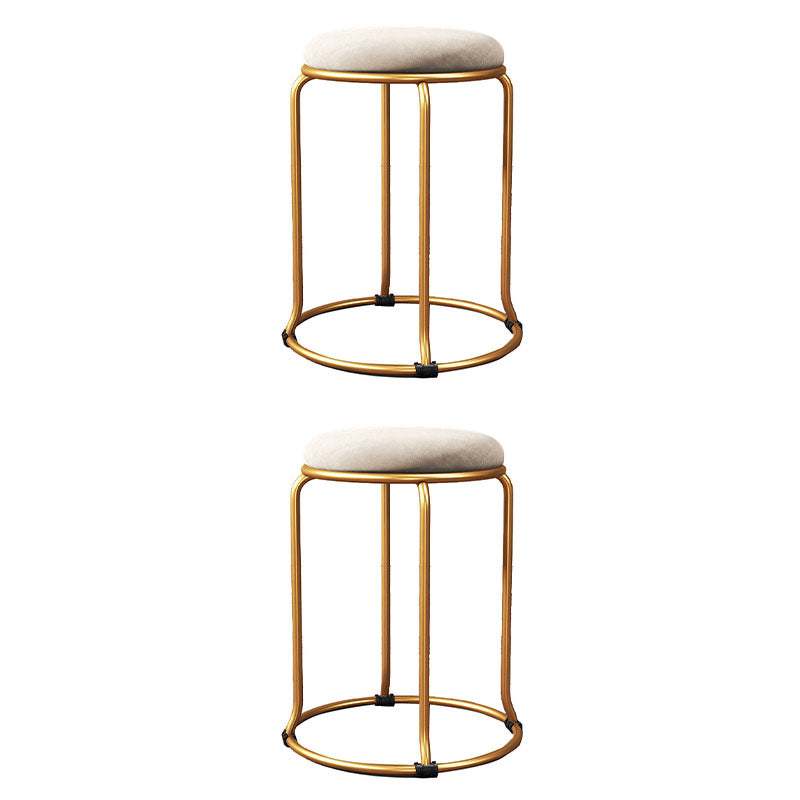 Glamour -Rundstuhl Ottoman Nase Samt Metallrahmen Kratzer Sherpa Pouf