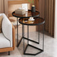 Minimalism Coffee Table Set Glass Round 2-Piece Coffee Cocktail Table Black Clearhalo 'Coffee & Accent Tables' 'Coffee Tables' 'coffee_tables' 'furn' 'furn_coffee_tables' 'Furniture' 'Living Room Furniture' 7394652