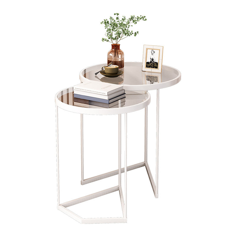 Minimalism Coffee Table Set Glass Round 2-Piece Coffee Cocktail Table Clearhalo 'Coffee & Accent Tables' 'Coffee Tables' 'coffee_tables' 'furn' 'furn_coffee_tables' 'Furniture' 'Living Room Furniture' 7394656