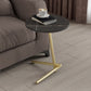 Contemporary Slate and Metal Single Coffee Table Frame Round Glam Coffee Table