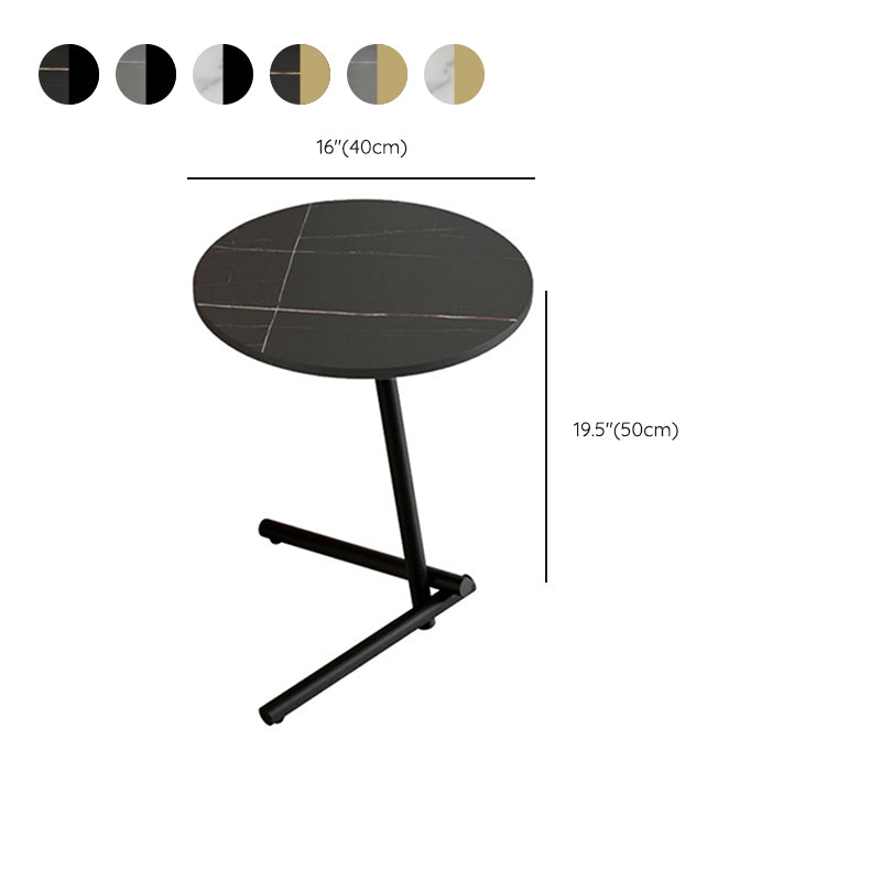 Contemporary Slate and Metal Single Coffee Table Frame Round Glam Coffee Table