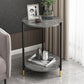 Modern Slate and Metal Single Coffee Table Frame Round Glam Coffee Table 12"L x 12"W x 24"H Gray Clearhalo 'Coffee & Accent Tables' 'Coffee Tables' 'coffee_tables' 'furn' 'furn_coffee_tables' 'Furniture' 'Living Room Furniture' 7394706