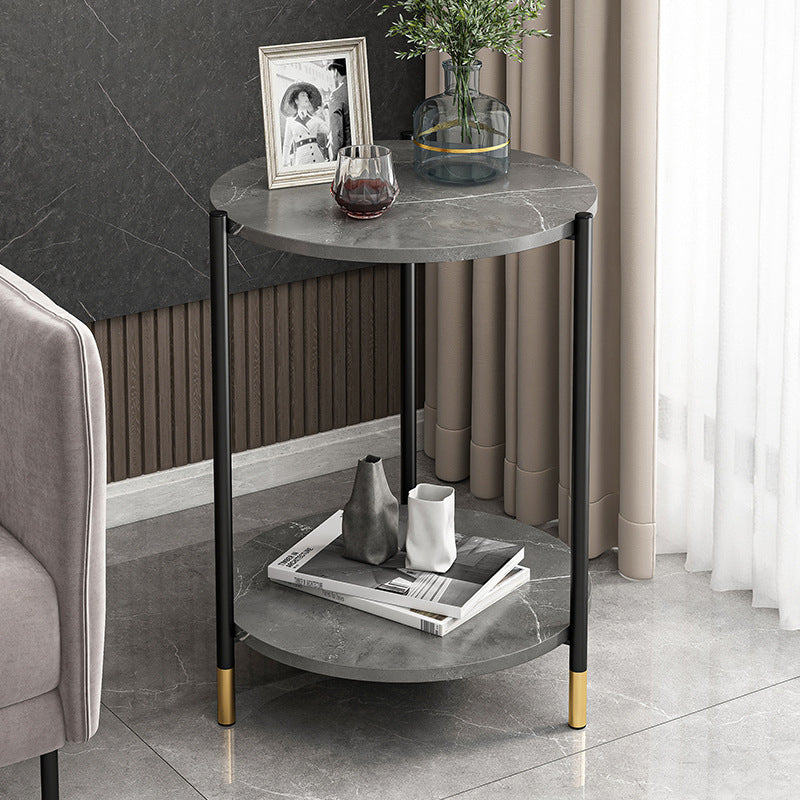 Modern Slate and Metal Single Coffee Table Frame Round Glam Coffee Table 12"L x 12"W x 24"H Gray Clearhalo 'Coffee & Accent Tables' 'Coffee Tables' 'coffee_tables' 'furn' 'furn_coffee_tables' 'Furniture' 'Living Room Furniture' 7394706