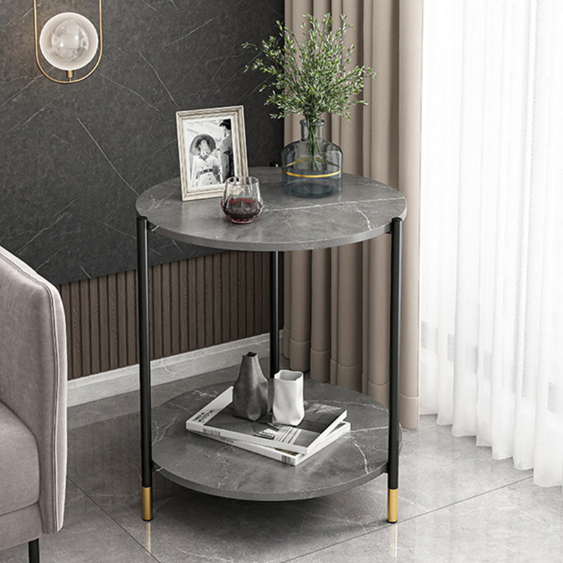 Modern Slate and Metal Single Coffee Table Frame Round Glam Coffee Table Clearhalo 'Coffee & Accent Tables' 'Coffee Tables' 'coffee_tables' 'furn' 'furn_coffee_tables' 'Furniture' 'Living Room Furniture' 7394708
