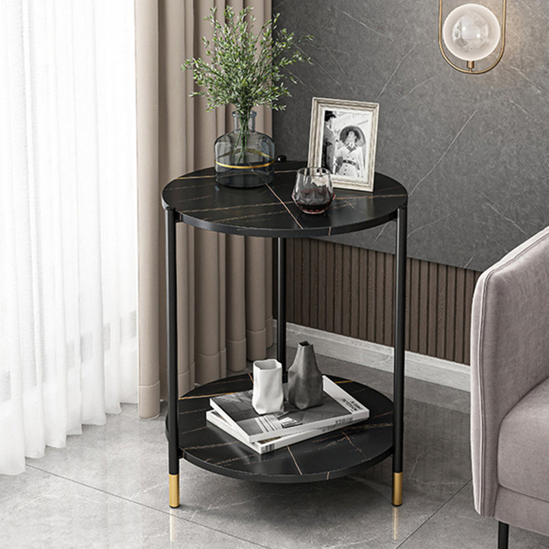 Modern Slate and Metal Single Coffee Table Frame Round Glam Coffee Table Clearhalo 'Coffee & Accent Tables' 'Coffee Tables' 'coffee_tables' 'furn' 'furn_coffee_tables' 'Furniture' 'Living Room Furniture' 7394710