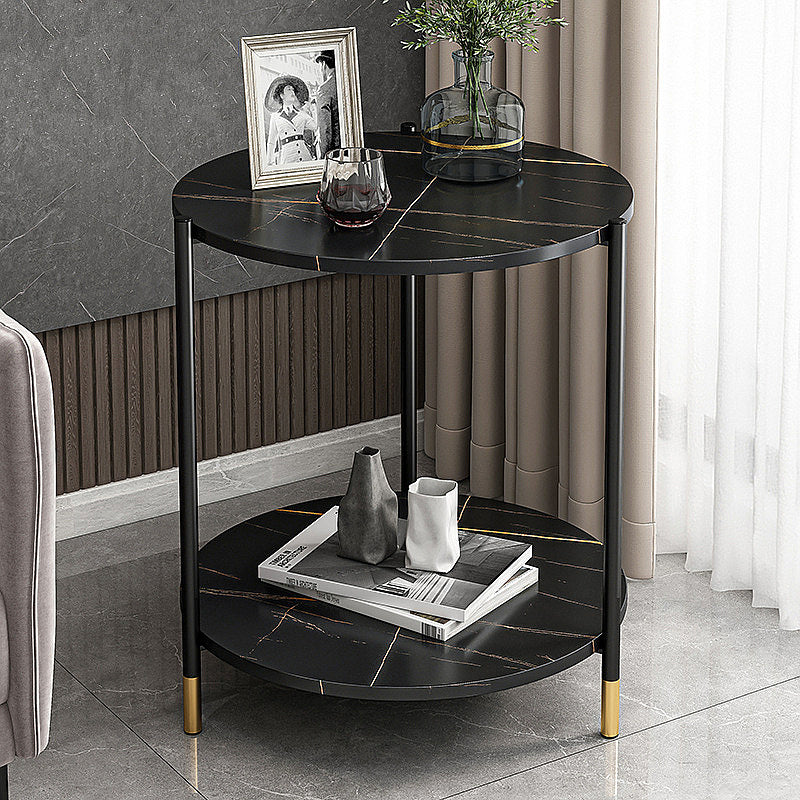 Modern Slate and Metal Single Coffee Table Frame Round Glam Coffee Table Clearhalo 'Coffee & Accent Tables' 'Coffee Tables' 'coffee_tables' 'furn' 'furn_coffee_tables' 'Furniture' 'Living Room Furniture' 7394712