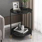 Modern Slate and Metal Single Coffee Table Frame Round Glam Coffee Table 15.7"L x 15.7"W x 23.6"H Black Clearhalo 'Coffee & Accent Tables' 'Coffee Tables' 'coffee_tables' 'furn' 'furn_coffee_tables' 'Furniture' 'Living Room Furniture' 7394713