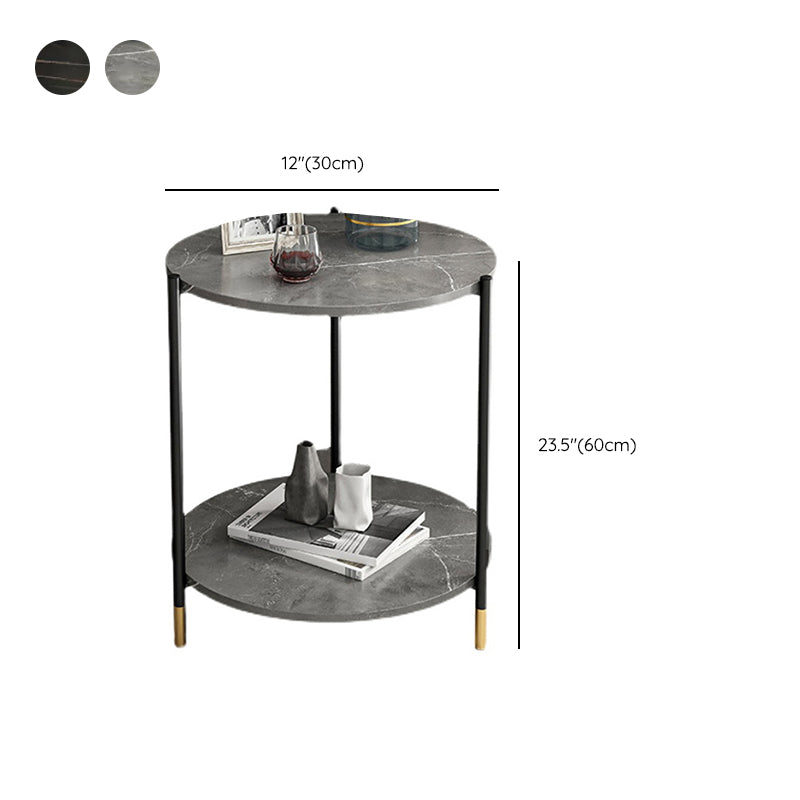 Modern Slate and Metal Single Coffee Table Frame Round Glam Coffee Table Clearhalo 'Coffee & Accent Tables' 'Coffee Tables' 'coffee_tables' 'furn' 'furn_coffee_tables' 'Furniture' 'Living Room Furniture' 7394719