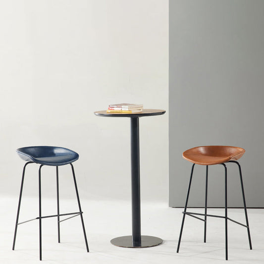 Modern Backrest Armless Counter Stool Iron Bar Stool with Pedal for Cafe