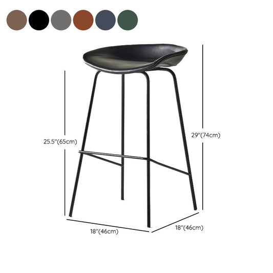 Modern Backrest Armless Counter Stool Iron Bar Stool with Pedal for Cafe