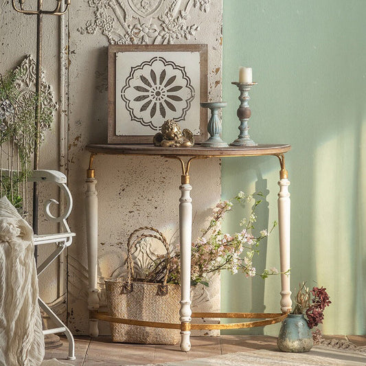 Half Moon Shape Contemporary Console Table White Wood Console Sofa Table