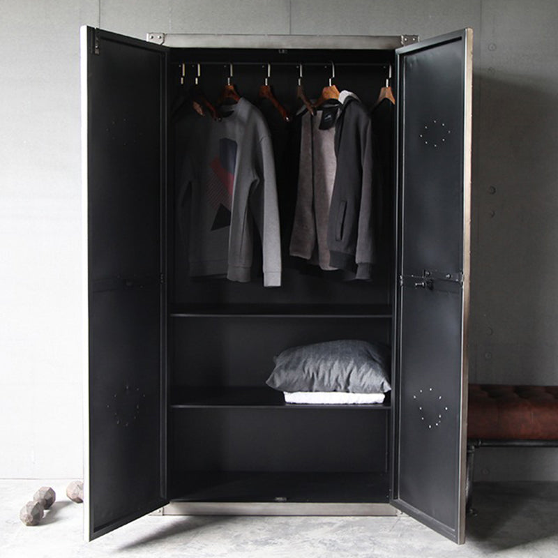Industrial Metal Wardrobe Closet Freestanding Wardrobe in Grey Clearhalo 'Armoires & Wardrobes' 'armoires_wardrobes' 'Bedroom Furniture' 'furn' 'furn_armoires_wardrobes' 'Furniture' 7396059
