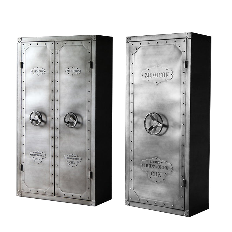 Industrial Metal Wardrobe Closet Freestanding Wardrobe in Grey Clearhalo 'Armoires & Wardrobes' 'armoires_wardrobes' 'Bedroom Furniture' 'furn' 'furn_armoires_wardrobes' 'Furniture' 7396060