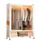 Contemporary Freestanding Wardrobe Home White Wardrobe Closet Armoire 47"L x 18"W x 67"H White-Gold Clearhalo 'Armoires & Wardrobes' 'armoires_wardrobes' 'Bedroom Furniture' 'furn' 'furn_armoires_wardrobes' 'Furniture' 7396069